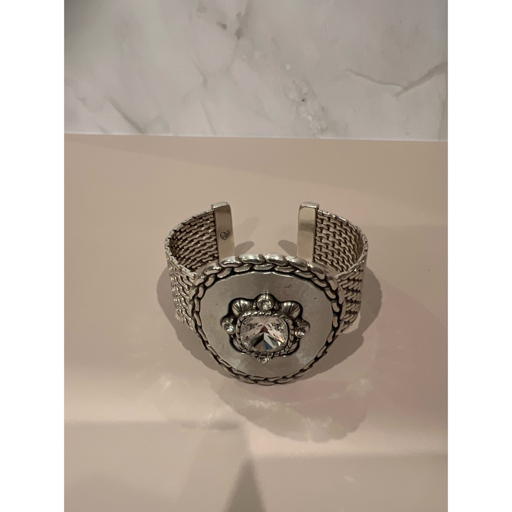 Brighton Rhinestone Signed Cuff Bracelet